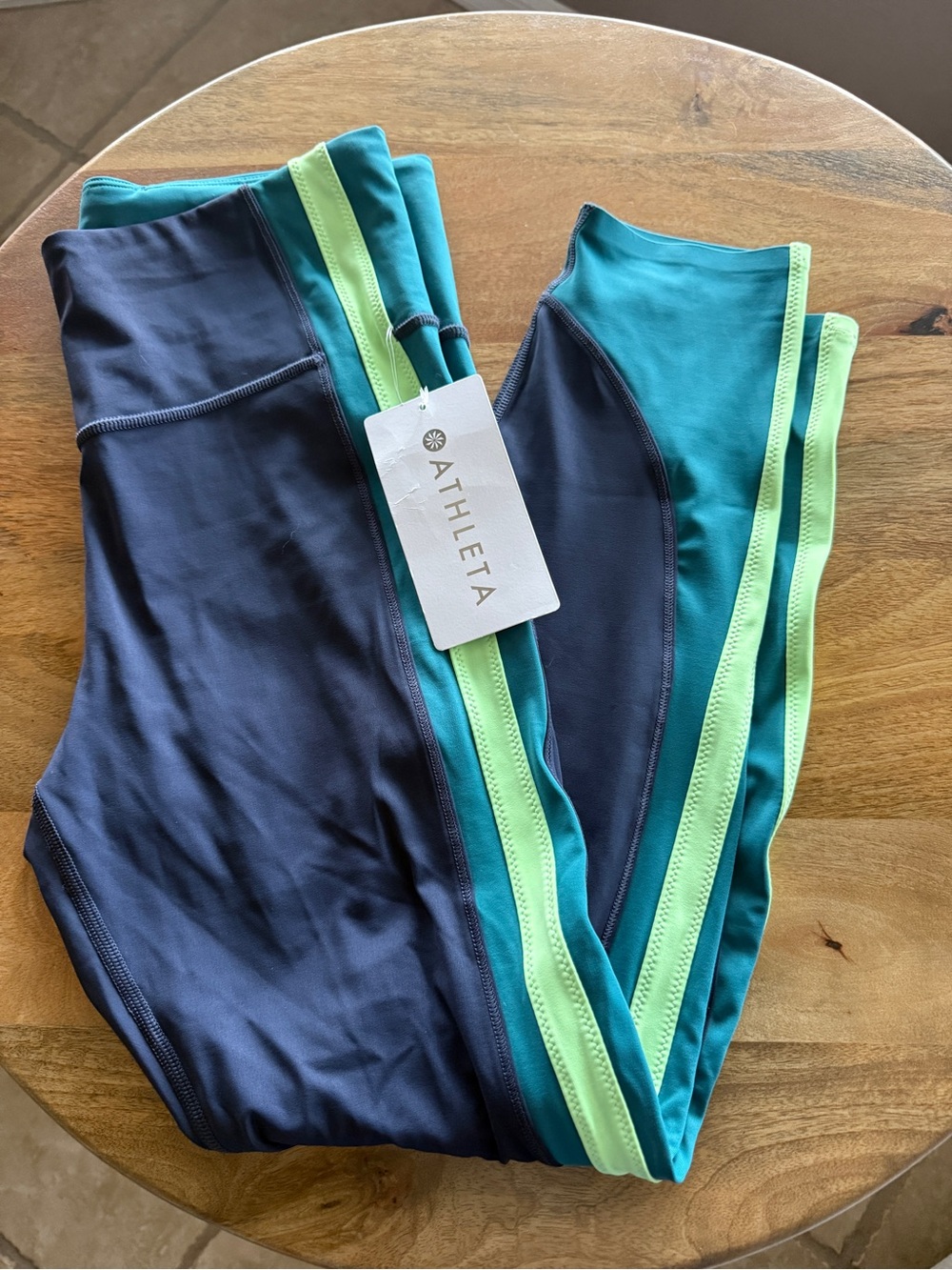 Athleta Navy, Teal & Lime Colorblock Women’s Leggings